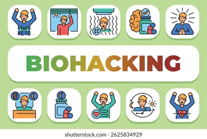 Biohacking text concept. Shablon for presentation and Infographics. Minimal Clean Icons for Apps and Websites.