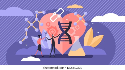 Biohacking vector illustration. Flat tiny self improvement persons concept. Biological health engineering using hacker ethic and anatomical AI monitoring. Grinder approach that affects organs wealth.