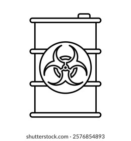 Biohazard barrel symbol vector icon. Editable stroke.