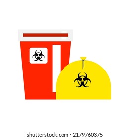 The biohazard bin and garbage  illustration.