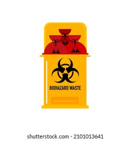 Biohazard bin, Biohazard garbage, Biohazard waste illustration.