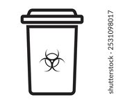 biohazard bin icon vector on white background, Medical Waste Disposal bin.