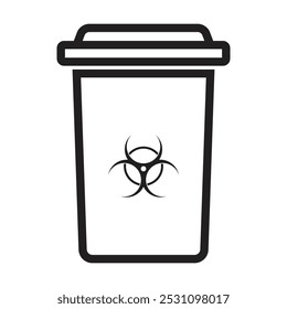 biohazard bin icon Vektor auf weißem Hintergrund, Medizinischer Abfalleimer.