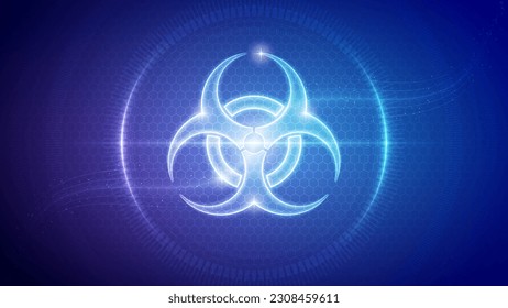 Biohazard Biological Hazard Symbol Futuristic Hologram Neon Glow Translucent Backdrop Background Illustration