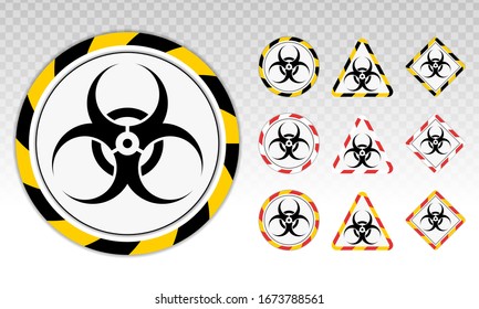 Biohazard or biological hazard warning sign or symbol flat vector icon for apps and websites