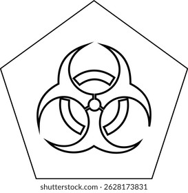 Biohazard biological warning sign or symbol flat icon for apps and websites a universal for toxic and hazardous materials in different shape logo, badge, sticker, label, with transparent background