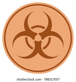 Biohazard bronze coin icon. Vector style is a copper flat coin symbol.