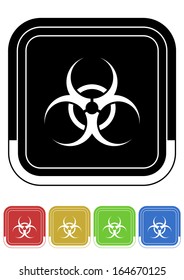 Biohazard button retro colors square