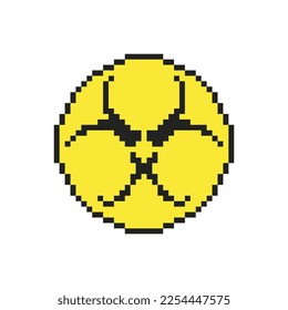 Biohazard caution pixel art sign.