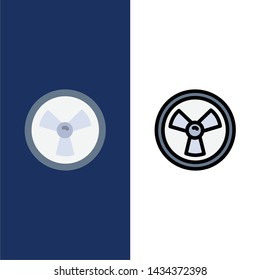 Biohazard, Chemist, Science  Icons. Flat and Line Filled Icon Set Vector Blue Background