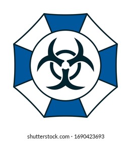 Ilustración de la etiqueta del vector de alerta de peligro biológico