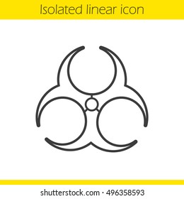 Biohazard danger linear icon. Thin line illustration. Bio hazard caution contour symbol. Vector isolated outline drawing