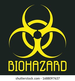Biohazard danger sign vector icon isolated on white background. Black and yellow