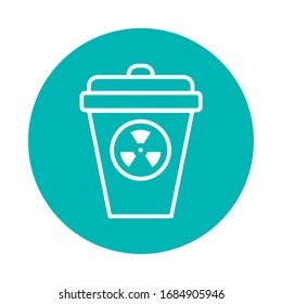 biohazard disposal bin icon over white background, block style, vector illustration