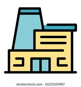 Biohazard factory icon. Outline biohazard factory vector icon color flat isolated