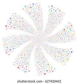 Biohazard fireworks swirl rotation. Vector illustration style is flat bright multicolored iconic symbols on a white background. Object twirl made from random symbols.