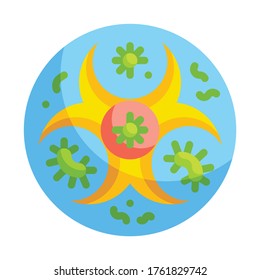 Icono de Biohazard Flat. Concepto de transmisión de virus.