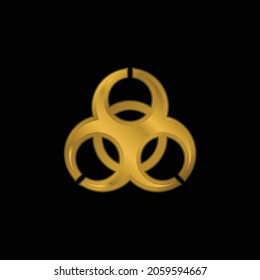 Biohazard gold plated metalic icon or logo vector