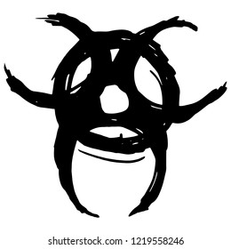 Biohazard hand drawn vector icon isolated on white background. Warning sign of biohazard for mobile, infographic, website or app.