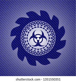 biohazard icon with denim texture