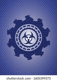 biohazard icon with denim texture