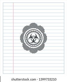 biohazard icon draw with pencil effect. Vector Illustration. Detailed.