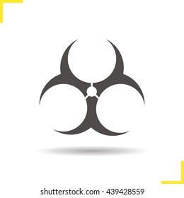 Biohazard icon. Drop shadow silhouette symbol. Bio hazard negative space sign. Vector isolated illustration