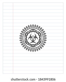 biohazard icon emblem with pencil effect. Vector Illustration. Detailed. 