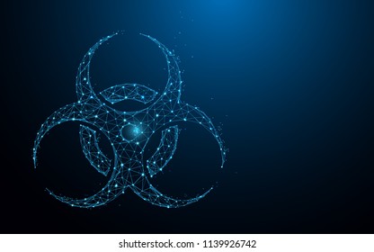 biohazard icon form lines, triangles and particle style design. Illustration vector