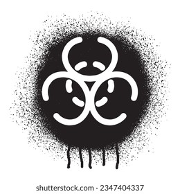 Biohazard icon graffiti with black spray paint