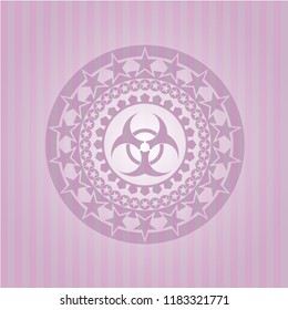 biohazard icon inside badge with pink background