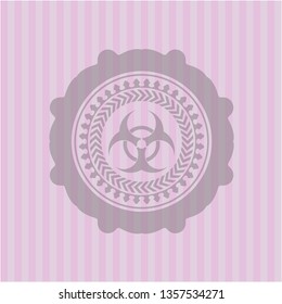 biohazard icon inside badge with pink background