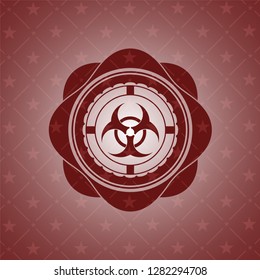 biohazard icon inside badge with red background