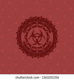 biohazard icon inside badge with red background