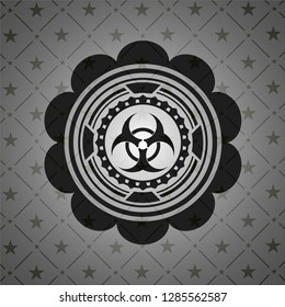 biohazard icon inside black emblem. Vintage.