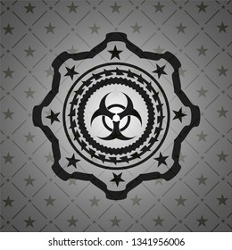biohazard icon inside black emblem. Vintage.