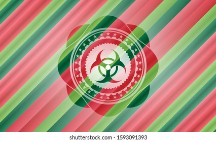 biohazard icon inside christmas emblem.