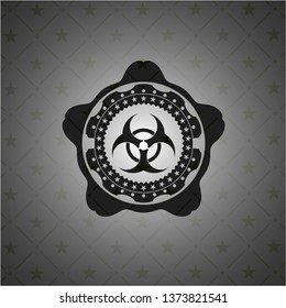 biohazard icon inside dark badge or emblem