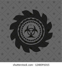 biohazard icon inside dark emblem