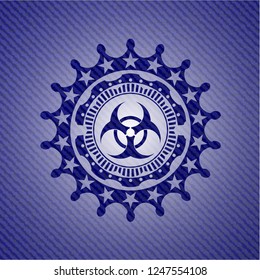 biohazard icon inside denim background