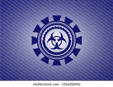 biohazard icon inside denim background