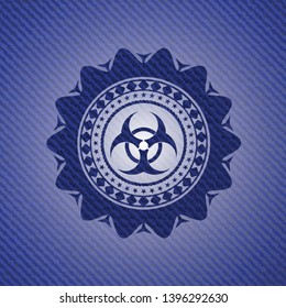 biohazard icon inside emblem with jean texture