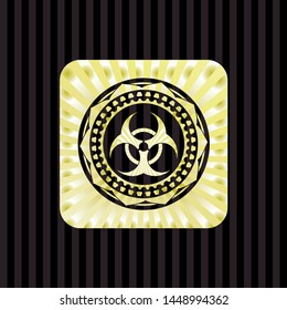 biohazard icon inside gold badge
