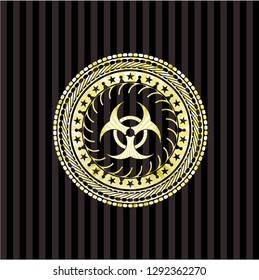 biohazard icon inside gold emblem