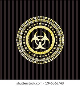 biohazard icon inside golden badge