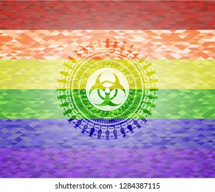 biohazard icon inside lgbt colors emblem 