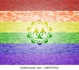 biohazard icon inside lgbt colors emblem 