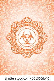 biohazard icon inside orange mosaic emblem
