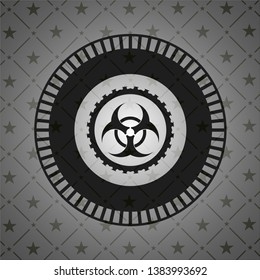 biohazard icon inside realistic black emblem