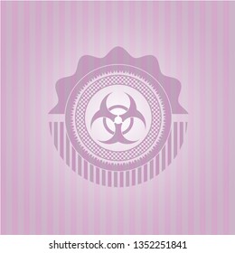 biohazard icon inside realistic pink emblem
